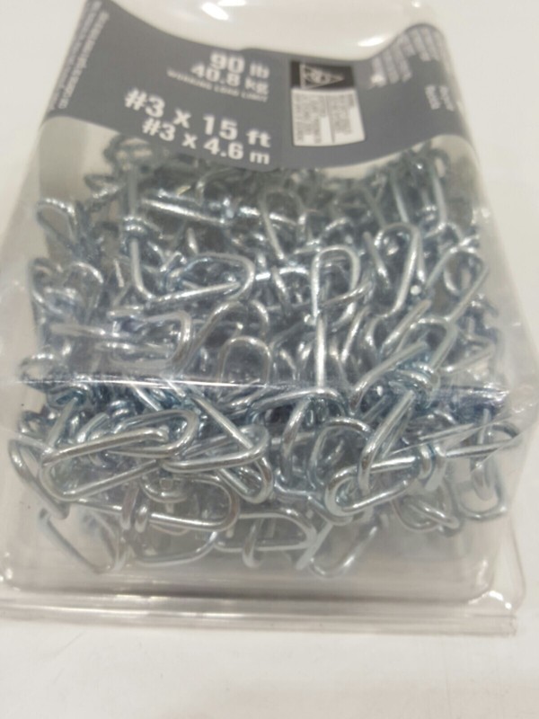 Everbilt 760309 Double Loop Chain #3 x 15 ft. 90 lb. Capacity Zinc Plated, New gallery