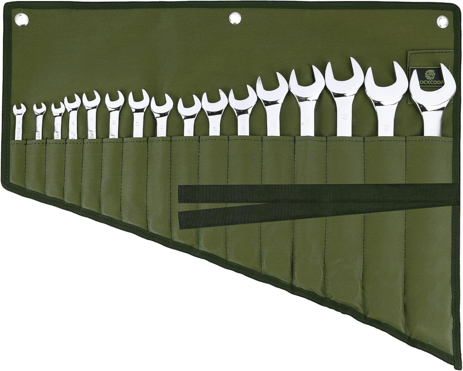 Wrench Roll Organizer 16 Pocket Tool Roll Bag Waterproof Oxford Cloth Green gallery