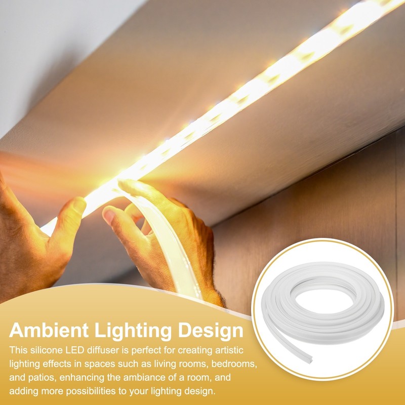 32.8ft/10m LED Diffuser Channel, 12x12mm Silicone LED Channel System gallery