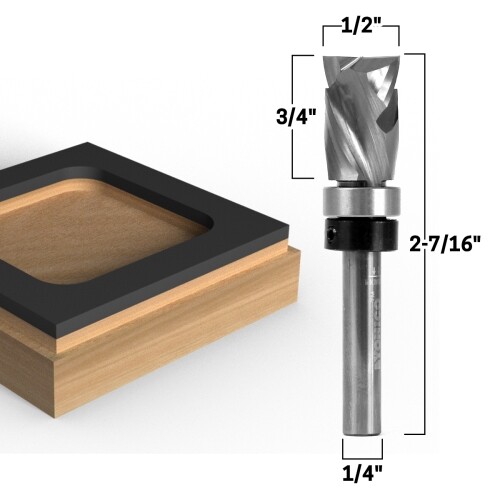 Top Bearing Compression Flush Trim Router Bit - 1/4" Shank - Yonico 33203q gallery
