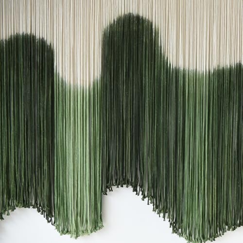 Large Macrame Wall Hanging Boho Wall Art Fiber Dip-Dyed Handmade Macrame Green gallery