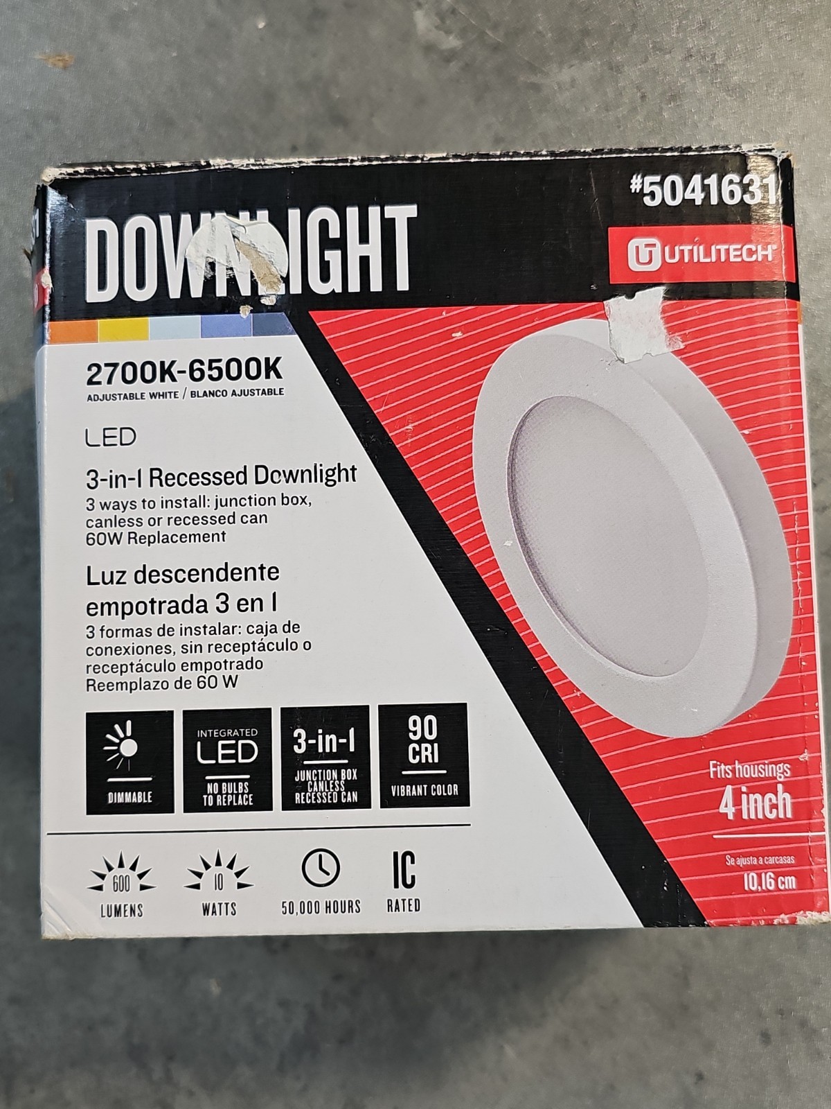 Led utilitech downlight 2700k-6500k 4 Inch gallery