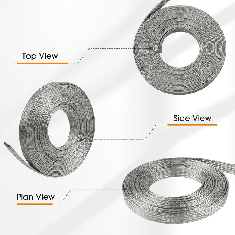 SUNNAREPOON Tinned Copper Wire Shielding Sleeve, 1/4inch - 12ft, Silver gallery