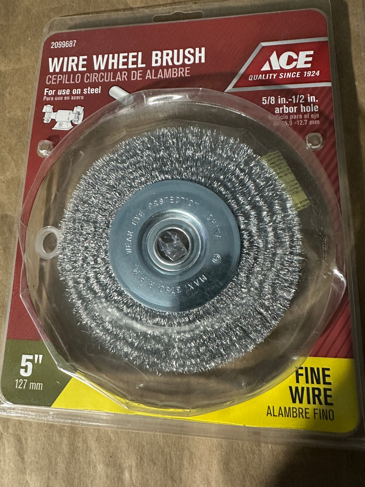 NEW ACE TOOLS 2 PIECE 5" WIRE WHEEL FINE & COARSE FOR A BENCH GRINDER FREE SHIP gallery