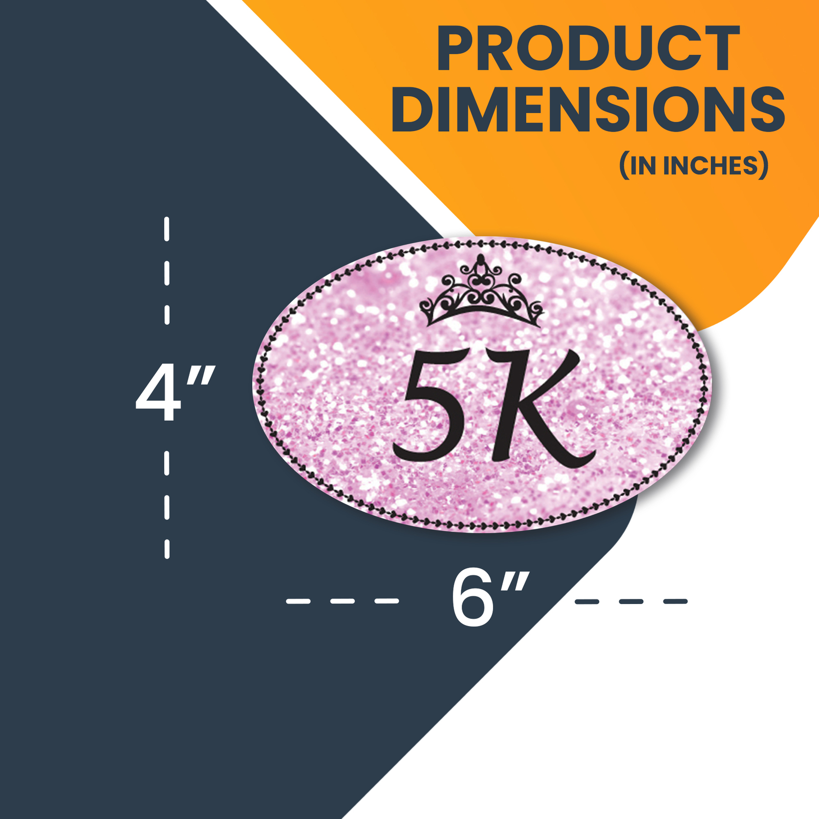 5K Marathon Pink Princess Oval Magnet Decal, 4x6 Inches, Automotive Magnet gallery