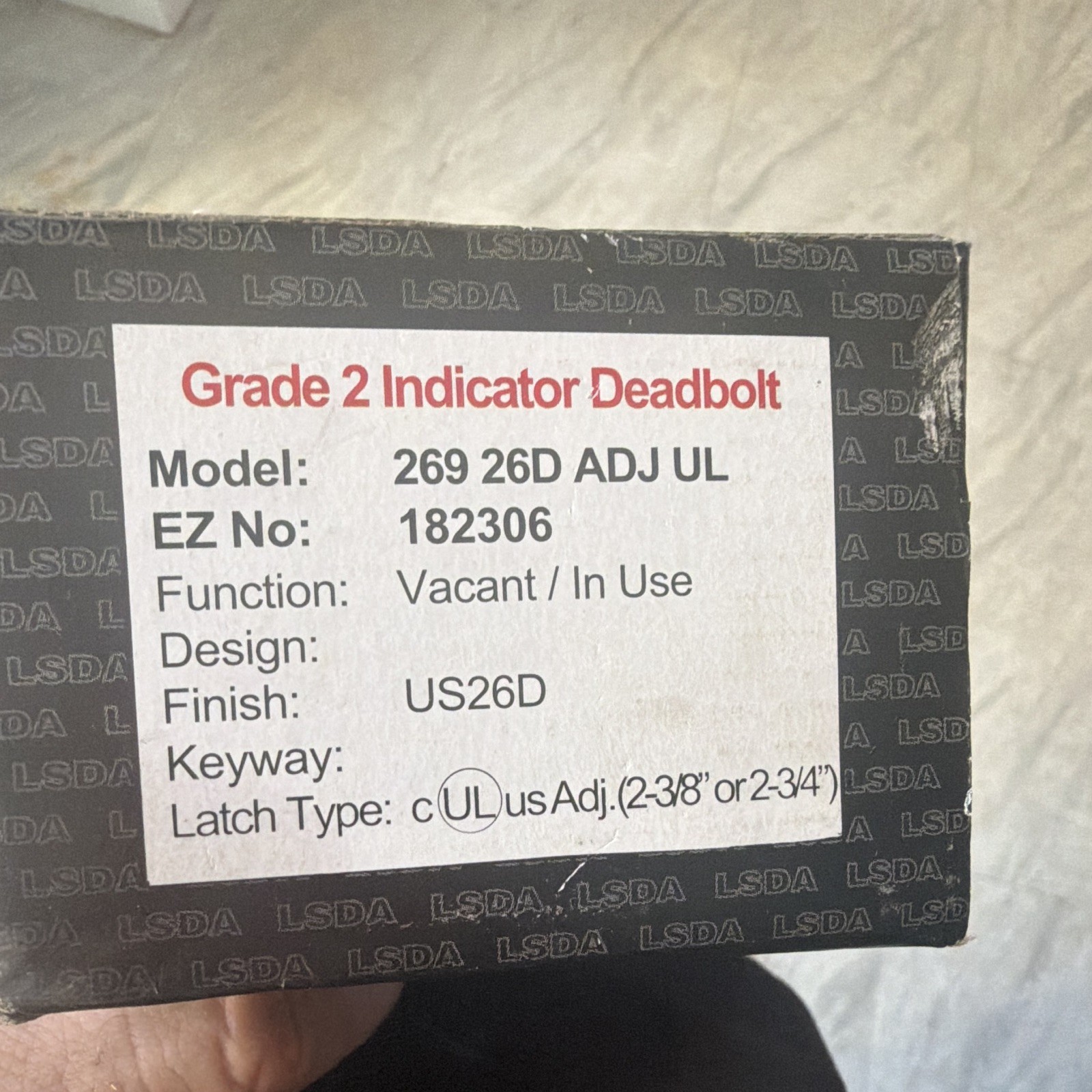 LSDA Grade 2 Indicator Deadbolt Vacant/In Use US26D Adjustable Backset gallery