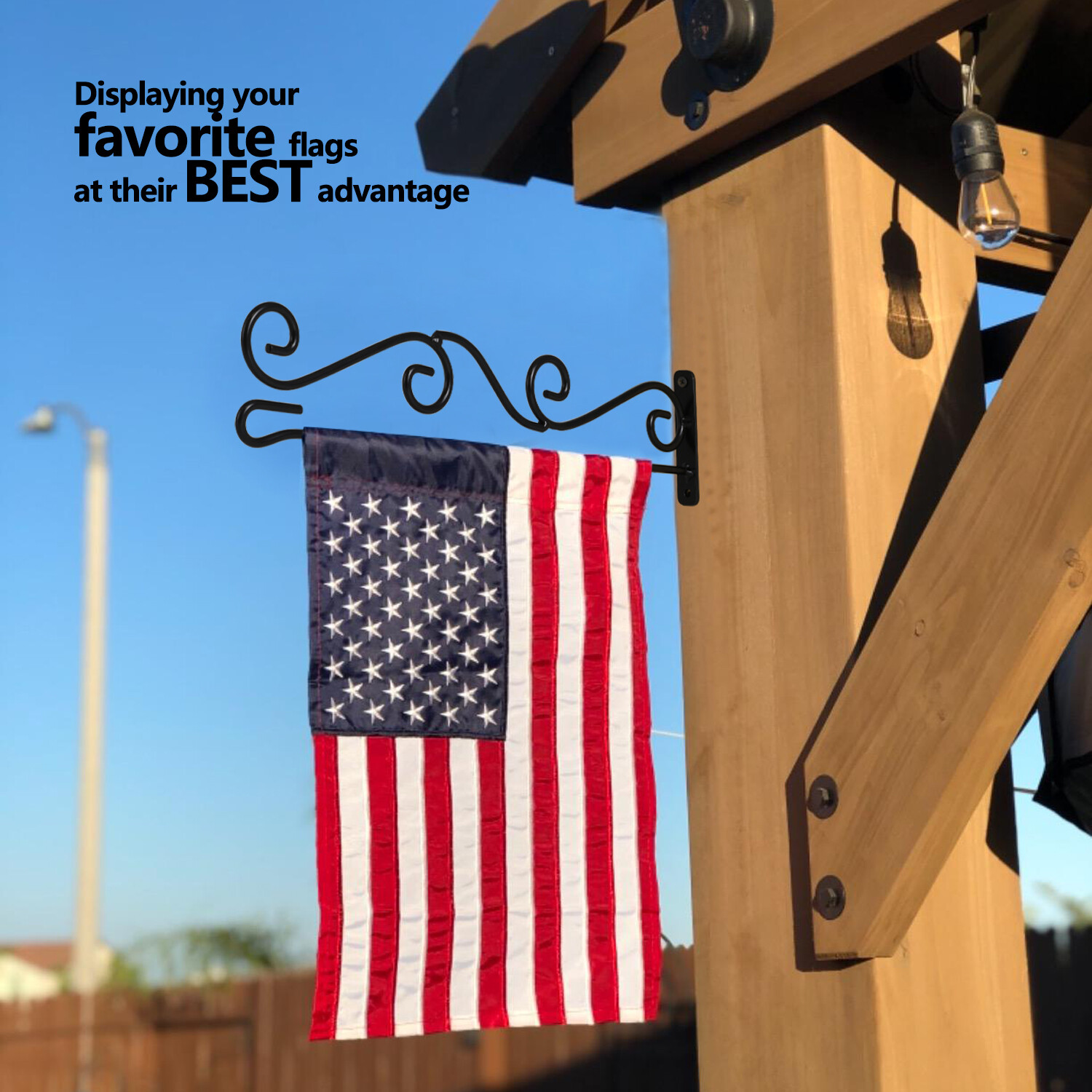 Anley Garden Flags Wall Scroll Hanger - Iron Horizontal Garden Flag Pole Holder gallery