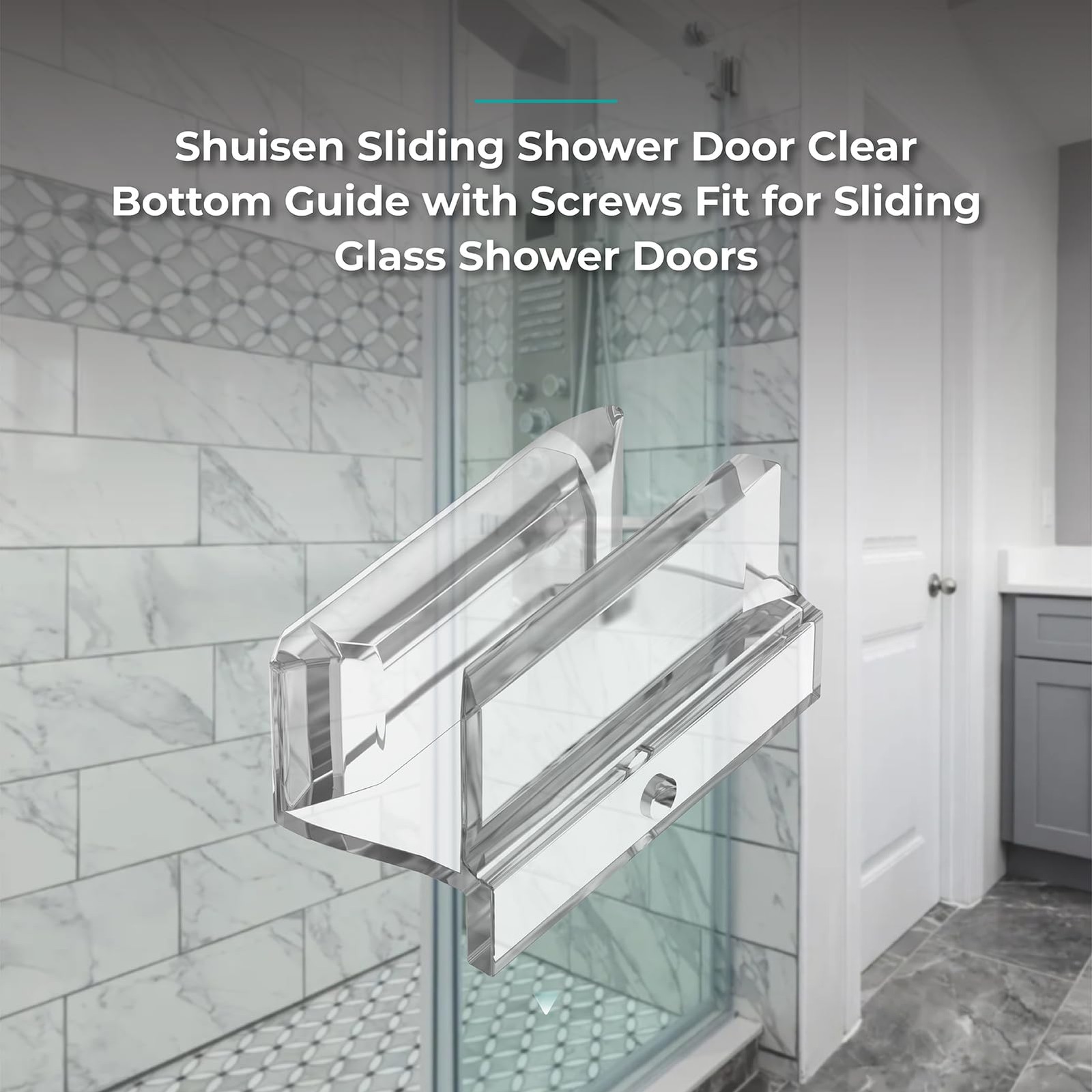 Sliding Shower Door Bottom Guide with Screw for 3/8 in Glass Sliding Doors,Clear gallery