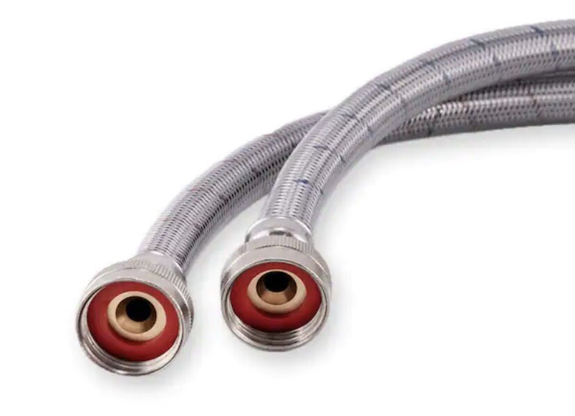 Everbilt 4 ft. Universal Stainless Steel Washing Machine Hose with Elbow(2p)@D5 gallery