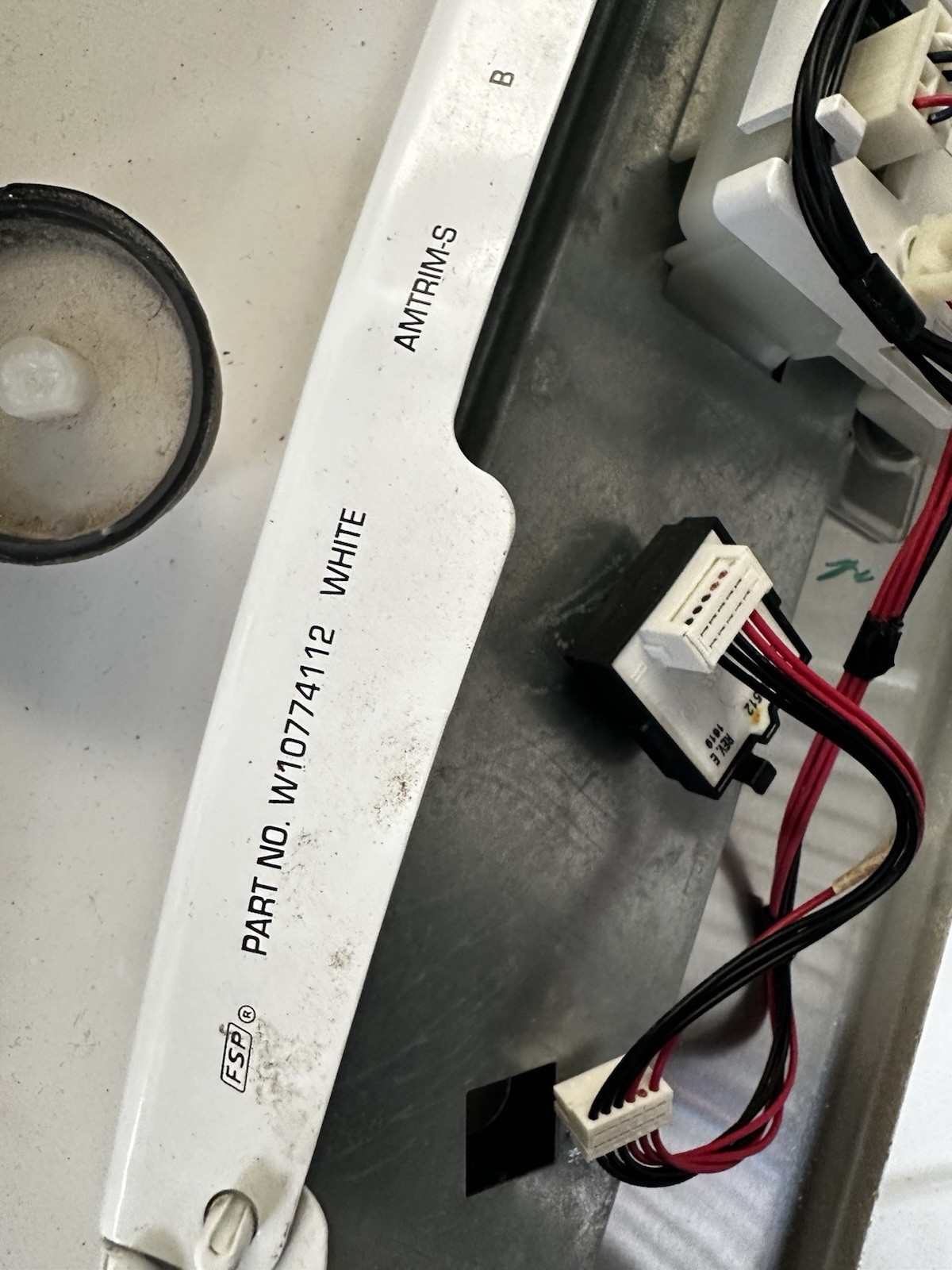 Whirlpool Washer Control Panel W10774112 White Plastic Assembly gallery