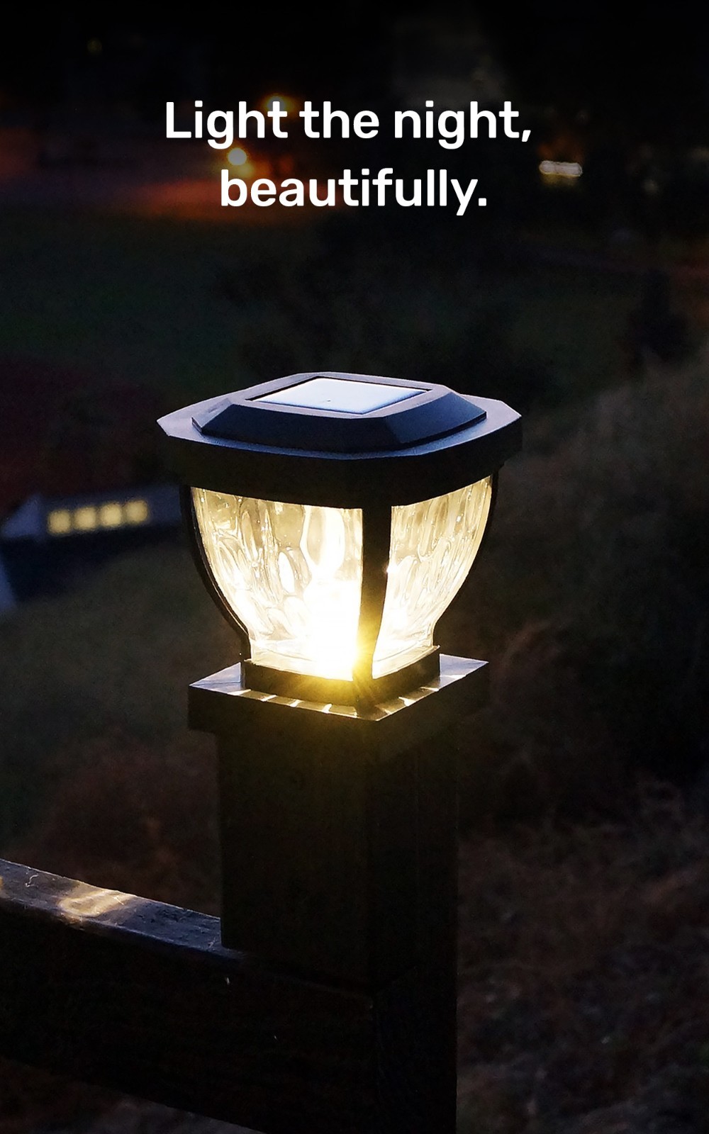 2-pack Glass Solar Post Cap Lights LED Outdoor Fits 3.5 x 3.5 in. Post gallery