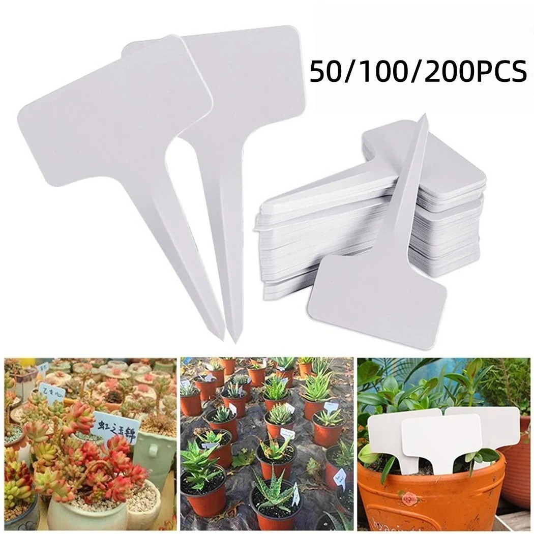 50/100/200pcs Plastic Plant Labels T-Type Garden Tags Nursery Marker 6x10cm gallery