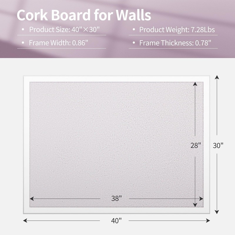 ORIENTOOLS Vision Board, 30" x 40" Pin Board, White Cork Board Bulletin Board... gallery