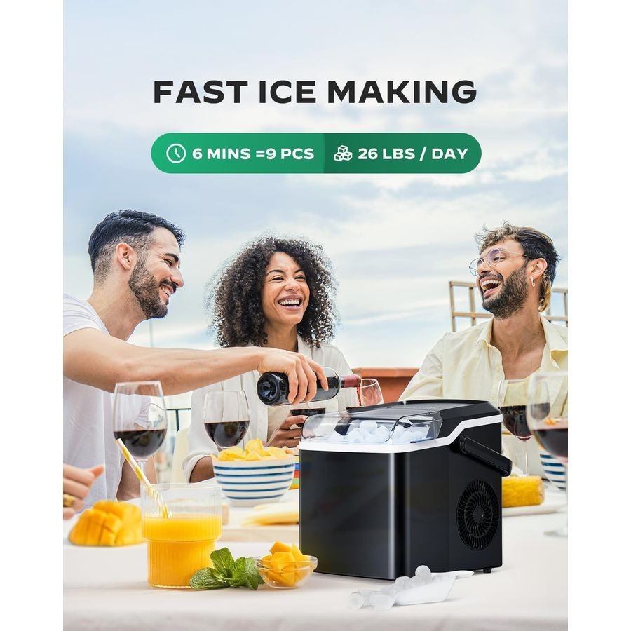 Ice Maker Countertop with Auto-Cleaning, 26Lbs/24Hrs, 9 Cubes in 6 Mins gallery