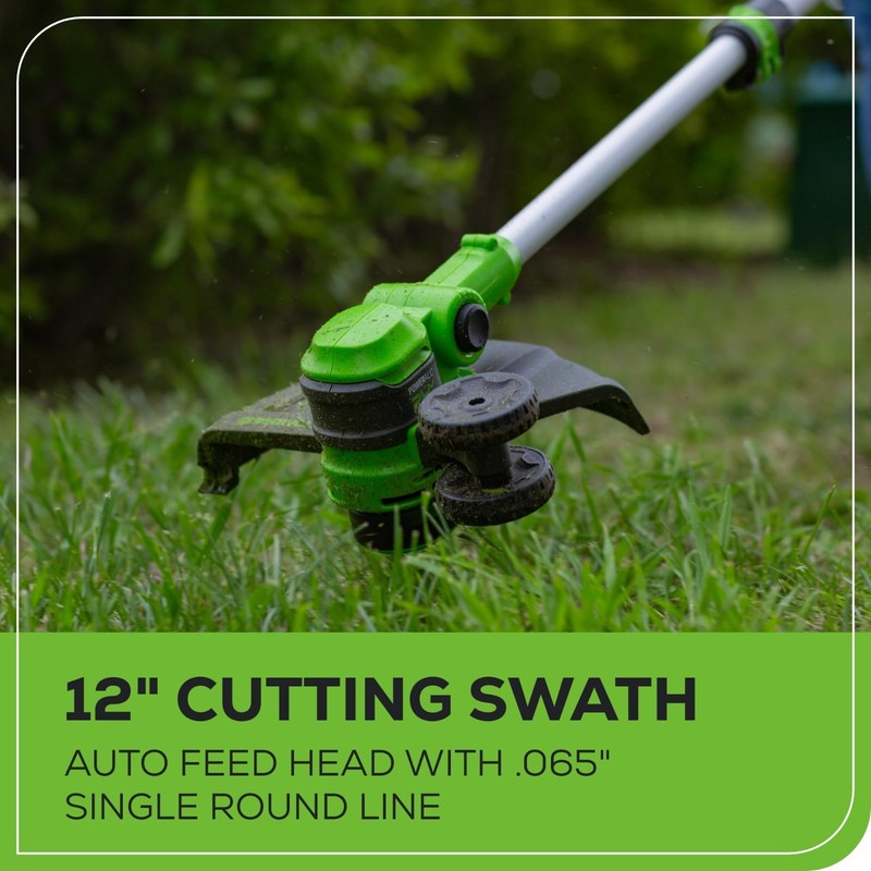 24V Cordless String Trimmer/Edger, 12" Cutting Width, Ultra-Light 6 lbs, Battery gallery
