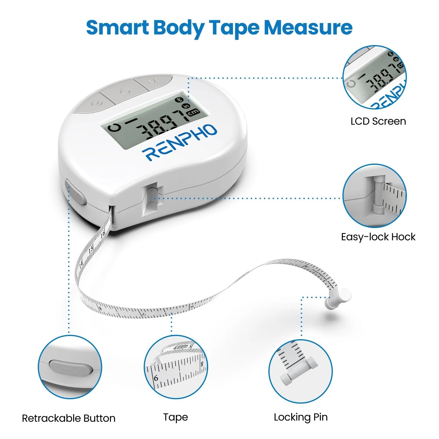 Smart Tape Body Measuring Tape Bluetooth Tailor Tape Ruler Seamstress Soft Flat gallery