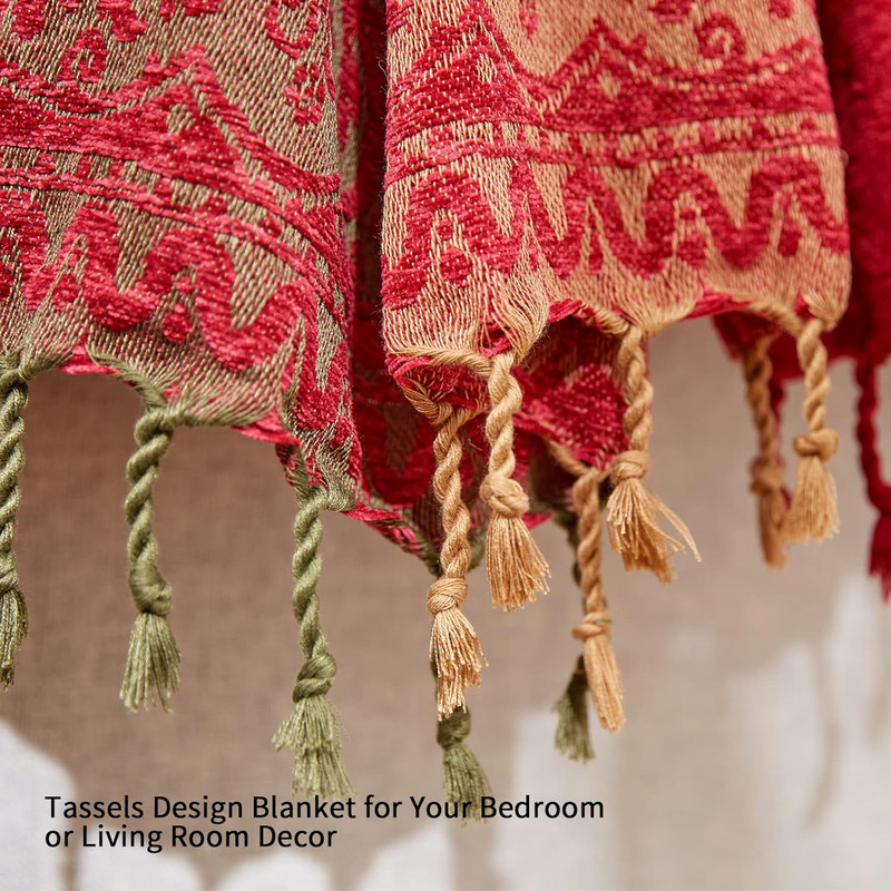 Bohemian Throw Blankets Chenille Jacquard Tassels Soft Chair Cover for Bed Couch gallery