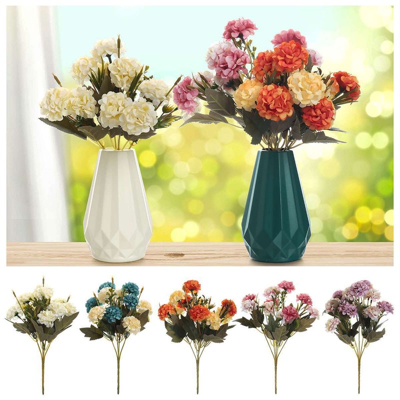 10 Heads Artificial Hydrangea Flowers Silk Bouquet UV Resistant In/Outdoor Decor gallery