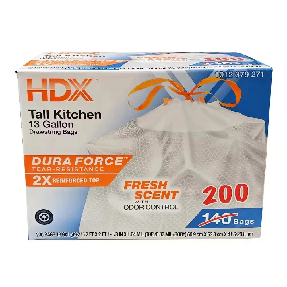 13 Gallon Fresh Scent Tall Kitchen Trash Bags with Drawstring, 200-Count gallery