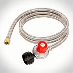 #NEW 0-20 PSI Adj#NEWtable Propane Regulator 8ft Braided Hose 3/8 Female Flare