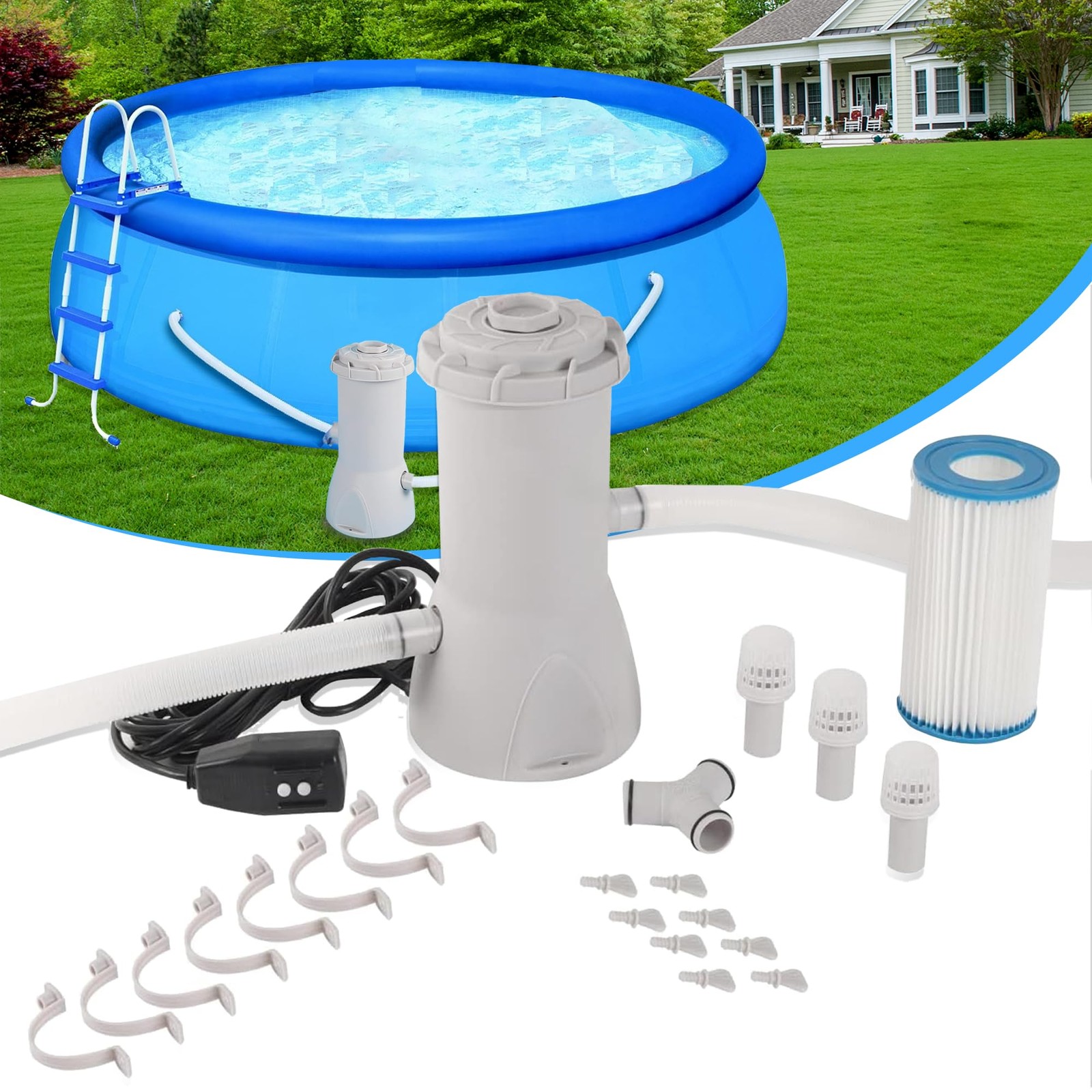 800 GPH Pool Filter Pump for above Ground Pools, Powerful Circulation System wit gallery