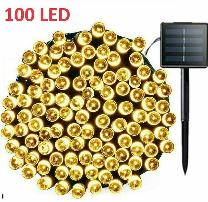 2Pack 100 LED Solar String Lights 40FT Warm White 8 Modes Auto On/Off Xmas Decor gallery