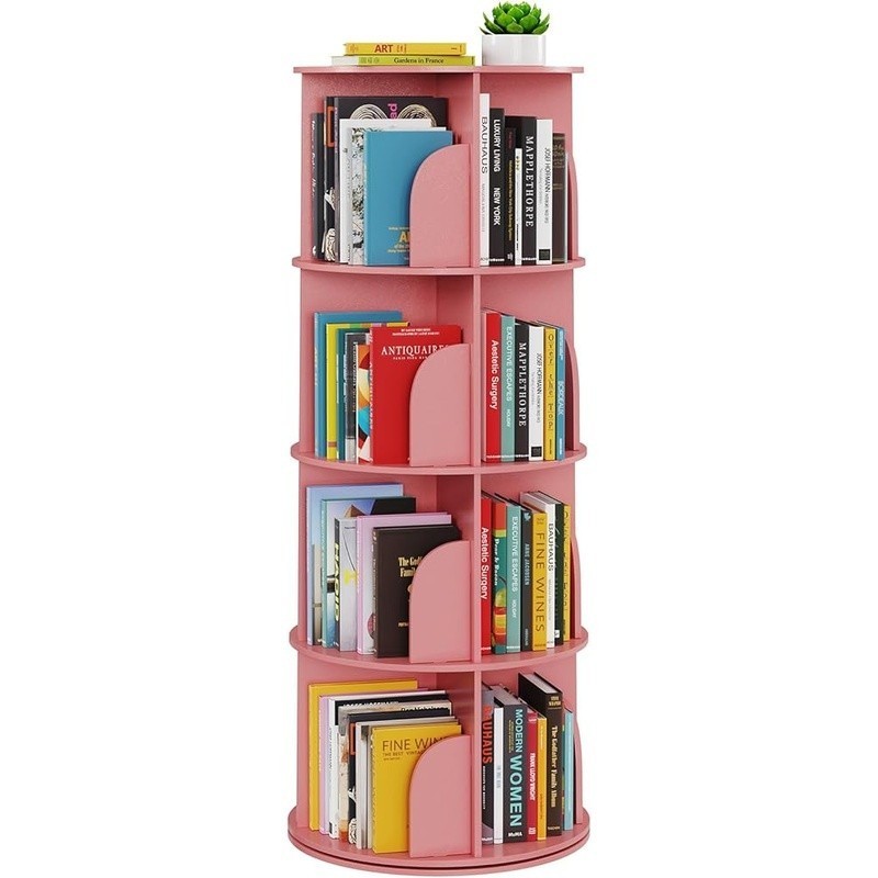Rotating Bookshelf Tower Space Saving 4-Tier Book Organizer Home Office New