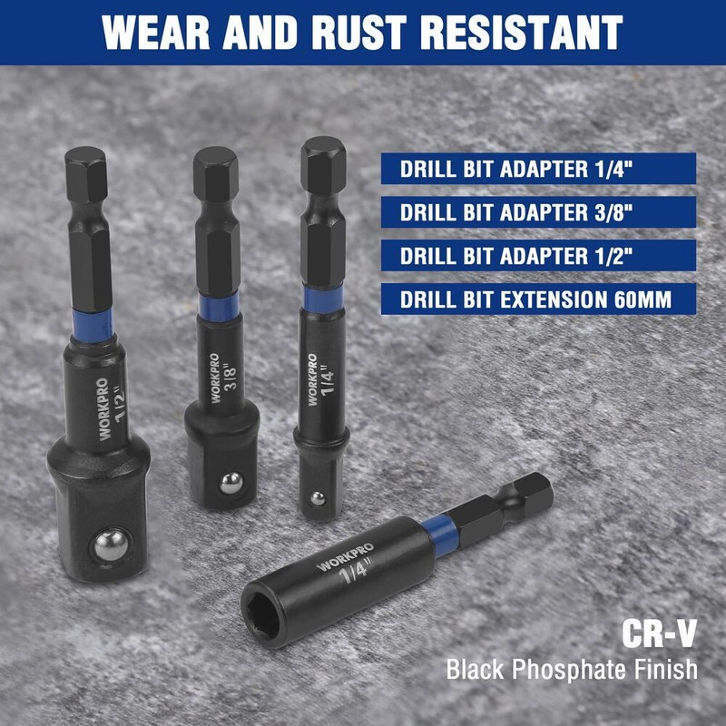 WORKPRO 39PC Magnetic Nut Driver Set Impact Drill Driver Bit 1/4" Hex SAE&Metric gallery