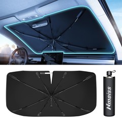 [Upgraded] Nmoiss Windshield Sun Shade Umbrella Medium (56″ L x 31″ W), Black