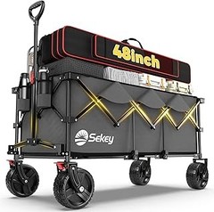 Sekey 48”L Collapsible Foldable Extended Wagon with 660lbs Weight Capacity, Hea