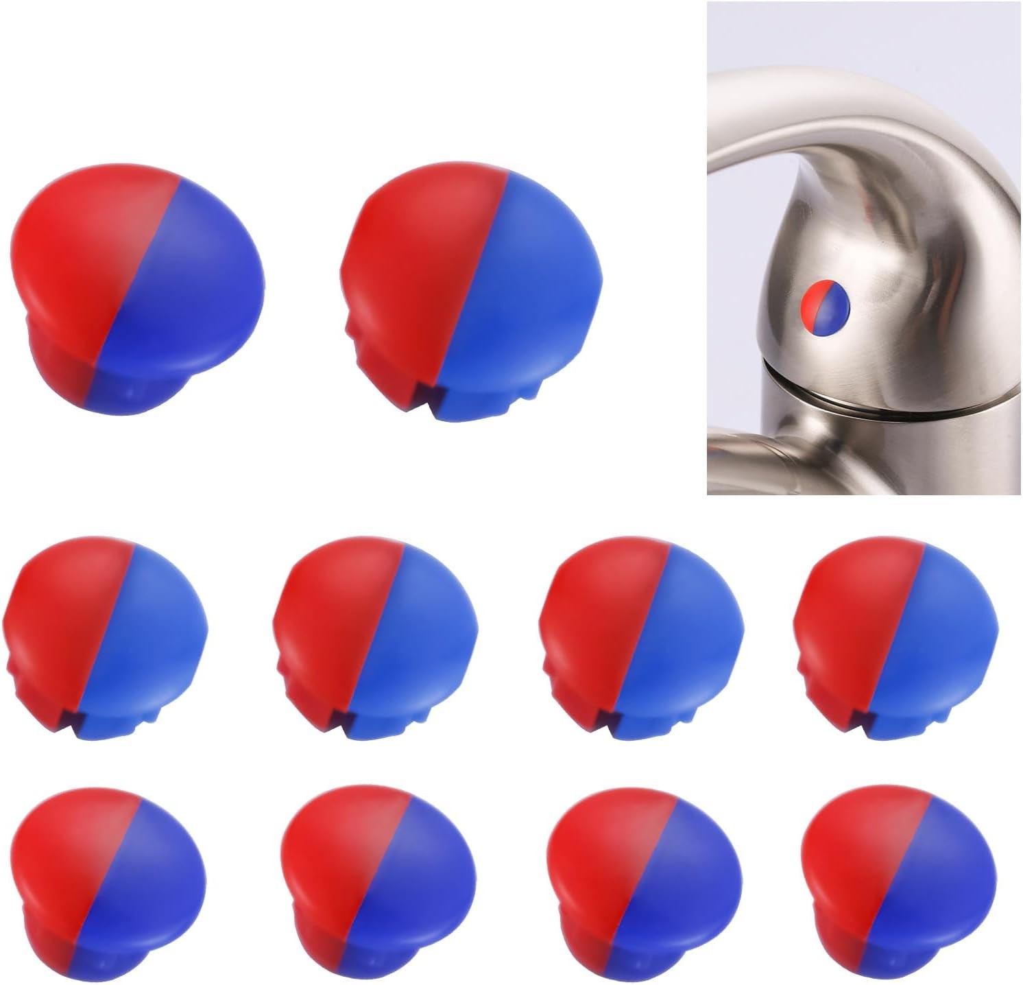 Hot and Cold Water Faucet Indicator: 2 Size 10 PCS Red and Blue Temperature Sign gallery