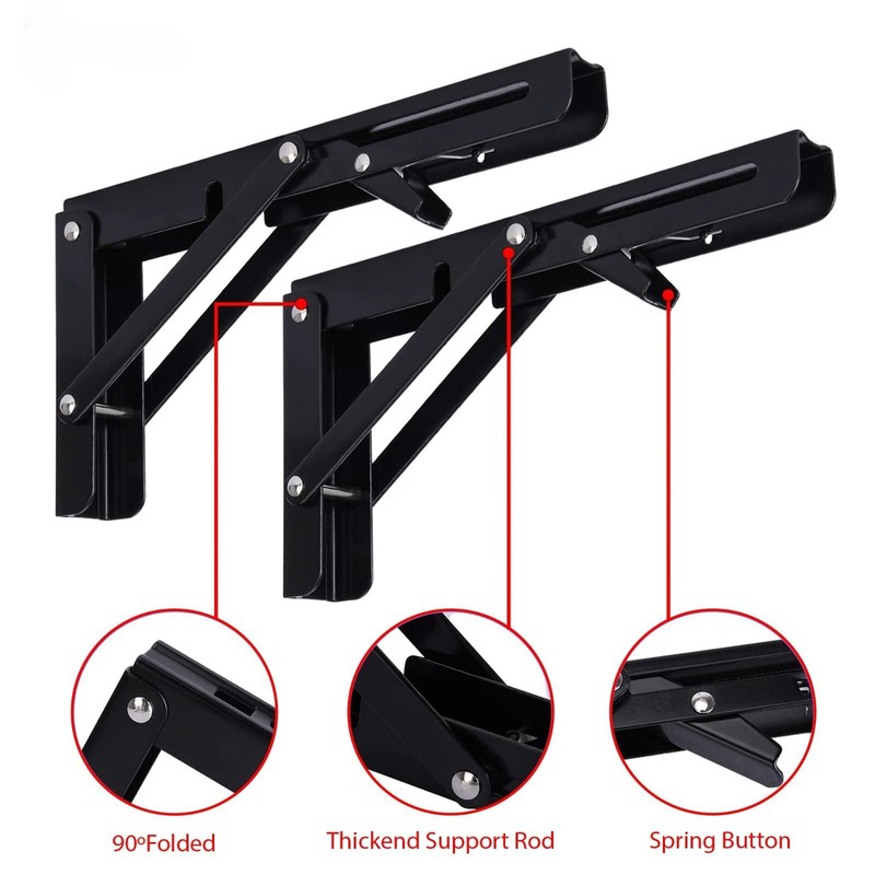 2PCS Folding Shelf Brackets Stainless Steel Fold Down Table Brackets 8-16 Inch gallery