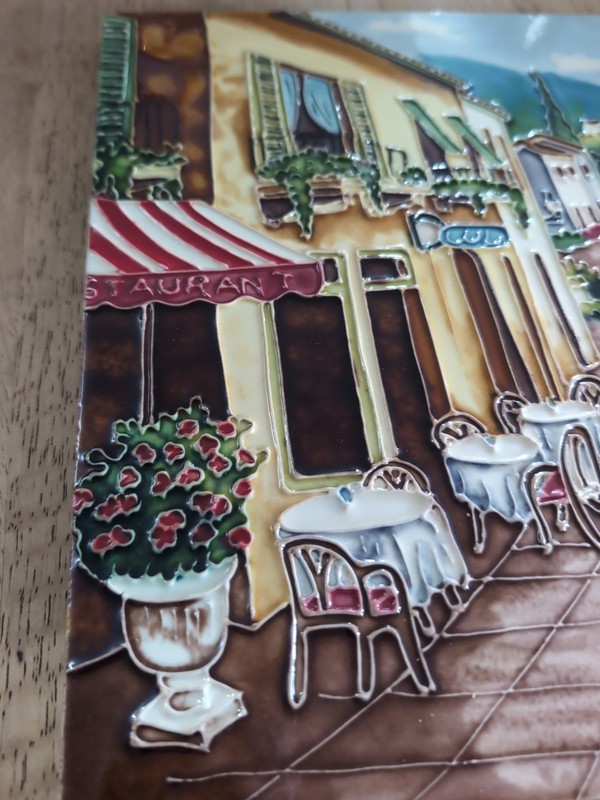 ceramic tile mural backsplash. Corinth villa terrace Sea View 14 X 11 Felt Back gallery