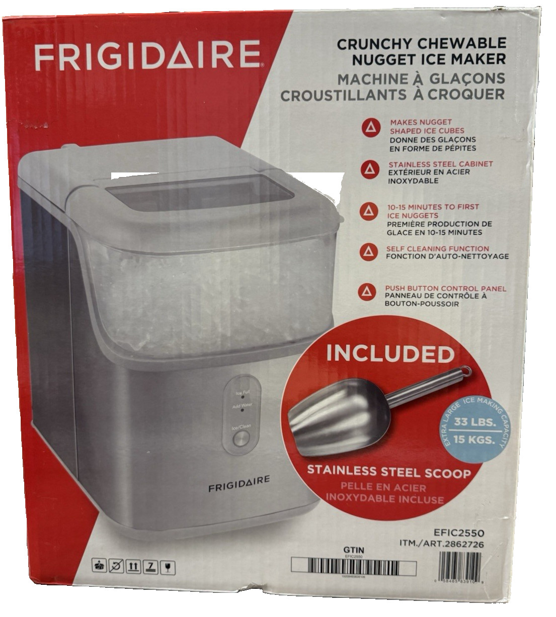 Frigidaire Crunchy,Chewable Countertop Nugget Ice Maker,33 lbs,SS Scoop,EFIC2550 gallery