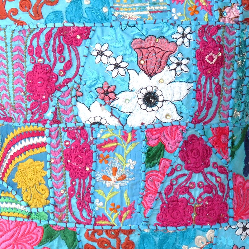 16x16 Cushion Cover Patchwork Pillow Case Indian Handmad Sofa Decor Embroidered gallery