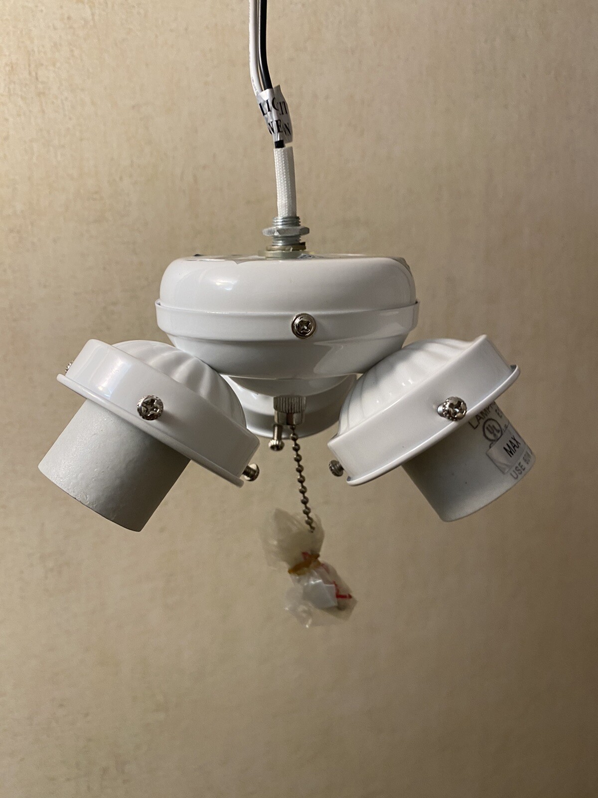 E Lighting White 3-Light Pull Chain Ceiling Fan Light Fitter INC9026WH 3xE26 gallery