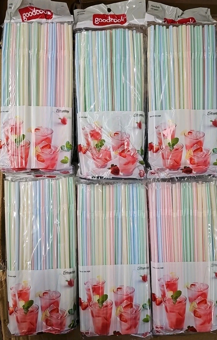 (6-50ct)- Bradshaw Good Cook 9 In. Plastic Flex Straw Model: 24992 (300 Total) gallery