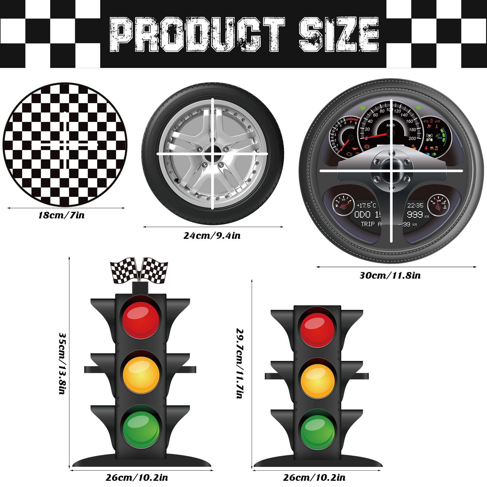3-Tier Race Car Theme Cupcake Stand Racing Birthday Party Decoration Round Ca... gallery