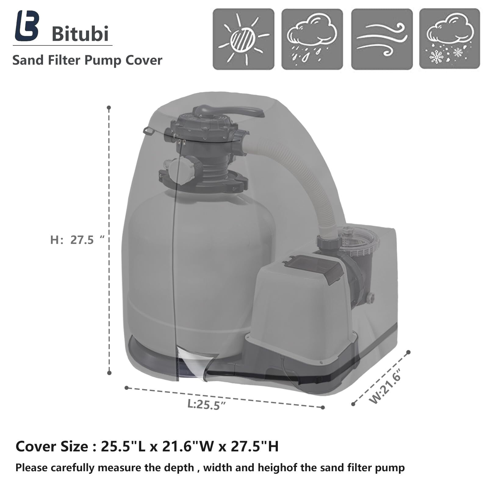 Bitubi Sand Filter Pump Cover for INTEX Krystal Clear Sand Filter PumpWaterp... gallery
