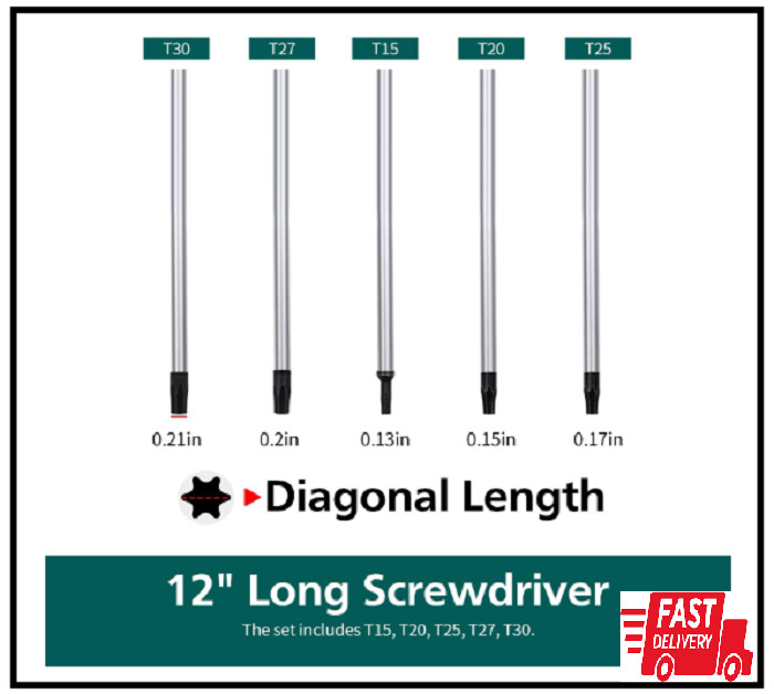 Extra Long Torx Screwdrivers Set, 5Pcs 12In Magnetic Torx Screwdrivers Set, gallery