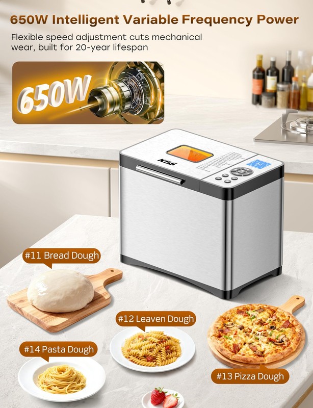 19-in-1 Programmable Bread Maker with Ceramic Pan, Timer, and 53 Recipes gallery