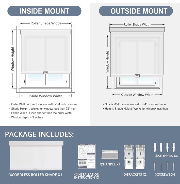 44x72 AOSKY Light Filtering Roller Shades Cordless Blinds Windows 1% Openness gallery