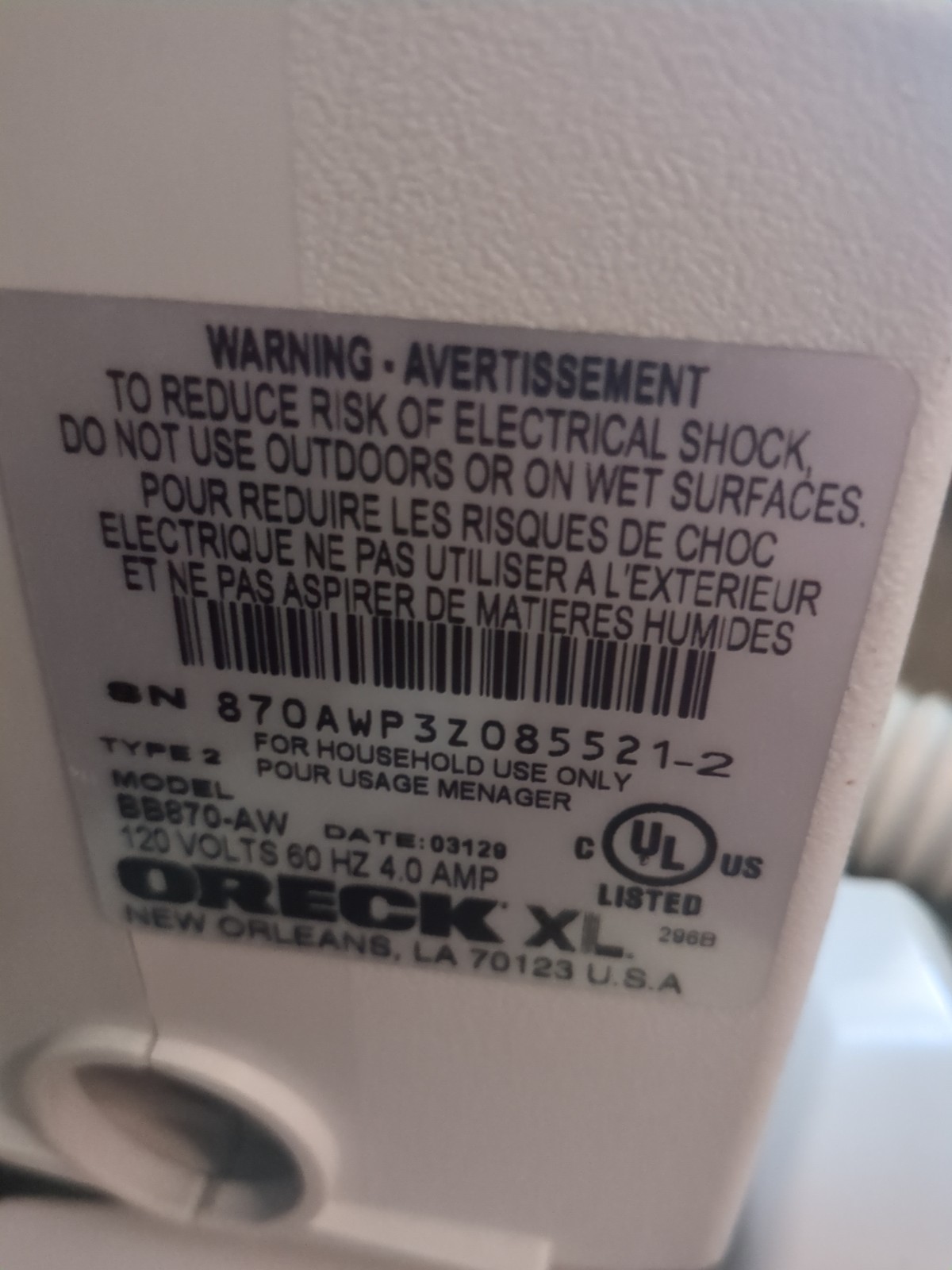 Oreck XL BB870-AW Compact Handheld Canister Vacuum Cleaner-Tested Works gallery