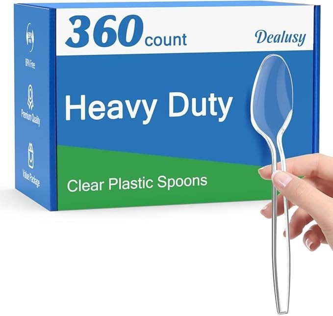 360 Count Clear Plastic Spoons Disposable, BPA-Free, Heat Resistant, Solid and D gallery