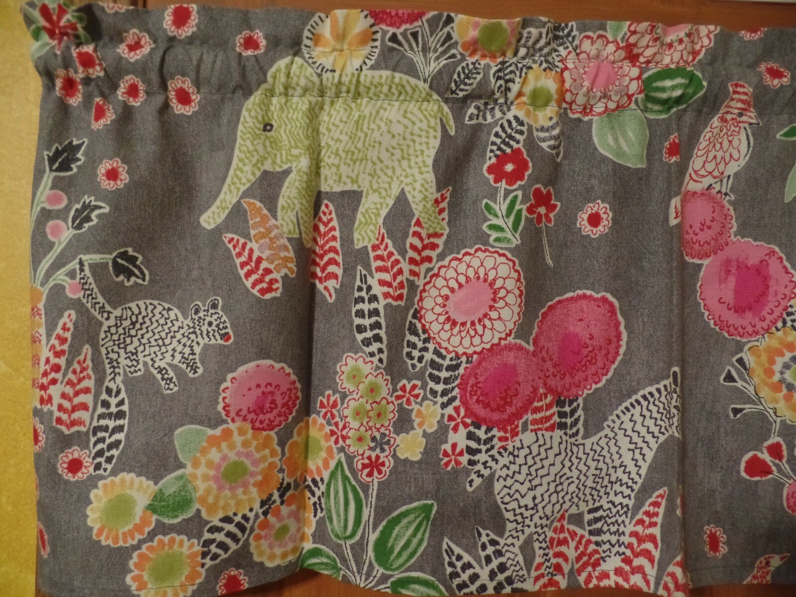 Charcoal Gray, Animals Home Decor Fabric, Handmade Door, Bedroom Window VALANCES gallery