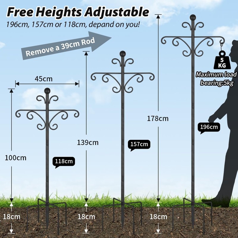 Bird Feeder Pole, 92inch Shepherds Hooks for Outdoor Heavy Duty Bird Feeder gallery