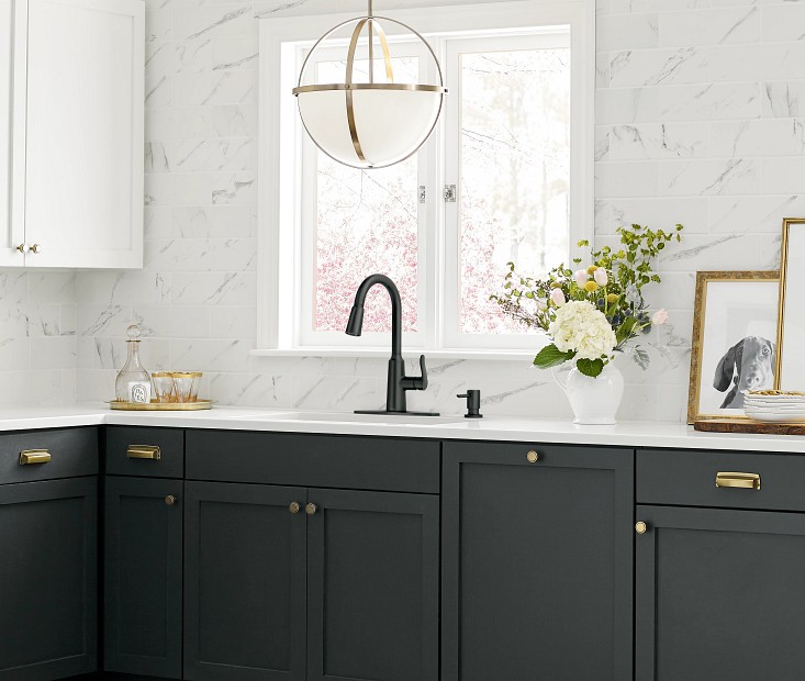 MOEN 87028BL Edwyn Single Handle Pull-Down Handle Kitchen Faucet - Matte Black gallery
