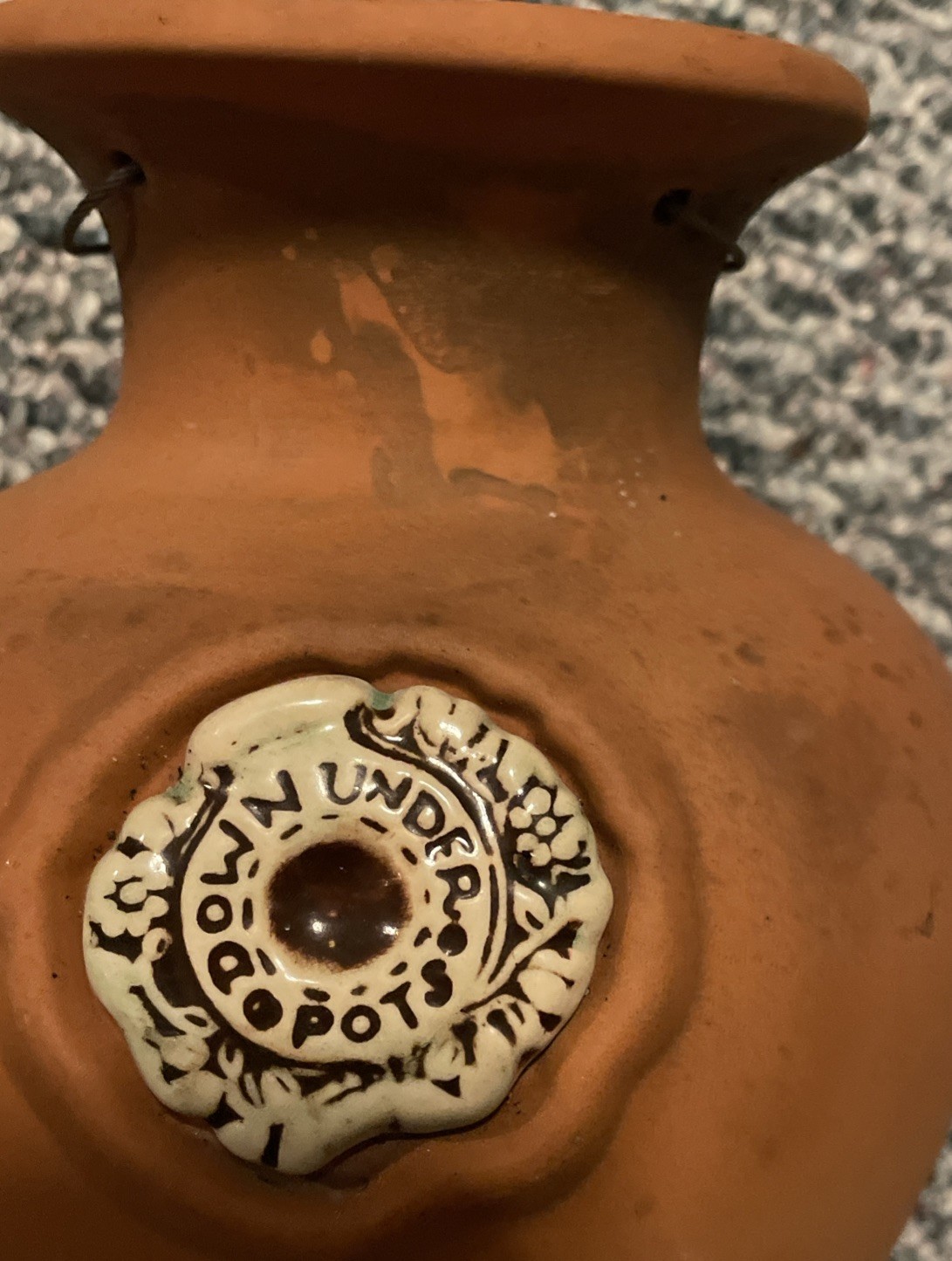 "Down Under Pots" Unpainted Terracotta Clay Upside Down Hanging Planter gallery
