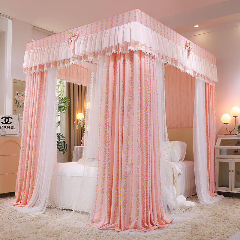Canopy For Bed Drapes Mosquito Net Double Rod Frames Yard Anti-mosquito Net Set gallery