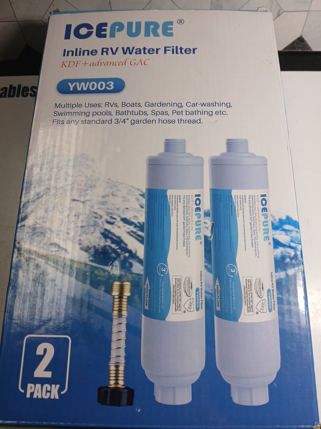IcePure 2 Pack RV Inline Water Filter w/Flexible Hose for Drinking & Washing gallery